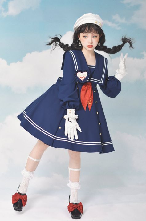 Sailor Pose Reference, Sailor Outfit Anime, Cute Outfit Reference, Dress Pose Reference, Sailor Character Design, Cute Poses Reference, Art Reference Poses Models, Sailor Character, Sailor Clothes