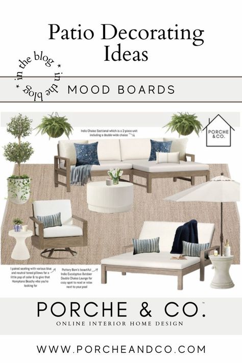 Find the perfect design for your outdoor spaces with our custom patio decor mood boards in Modern Classic Home Decor Styles. Get inspired by our collection of ideas to update your outdoor decor. Visit our blog for virtual interior design ideas and to explore more modern classic decor styles. Patio Decor Inspiration, Modern Classic Home, Easy Patio, Outdoor Space Design, Outdoor Patio Designs, Classic Home Decor, Classic Home, Classic Outdoor, Interior Design Mood Board