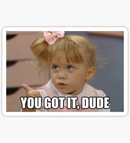 Full House - Michelle Tanner - You Got It Dude! Sticker Full House Michelle Tanner, Full House Memes, Full House Michelle, Ice Queen Adventure Time, Full House Funny, Quotes Crazy, Full House Quotes, House Stickers, Michelle Tanner