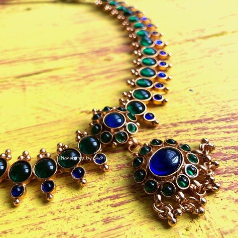 Blue Kemp Jewellery, Kempu Necklace, Kemp Jewellery, Ruby Necklace Designs, Droplet Necklace, Temple Jewellery Earrings, The Most Beautiful Woman, Neck Pieces Jewelry, Indian Jewelry Earrings