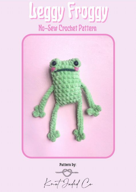 Leggy Froggy No-Sew Crochet Pattern Squirrel Crochet Pattern, Leggy Frog, Knitting Quilt, Crochet Crown, Crochet Cat Pattern, Quick Crochet Patterns, Crochet Frog, Crochet Turtle, Plushie Patterns