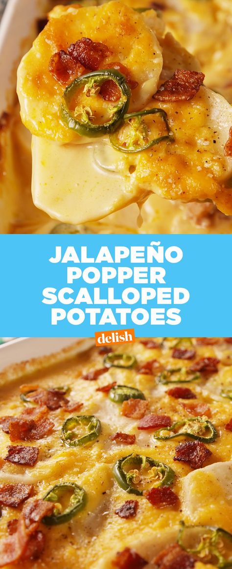 Jalapeño Popper Scalloped PotatoesDelish Southern Kitchen, Jalapeno Popper, Kitchen Time, Pork Recipe, Holiday Side Dishes, Holiday Meals, Scalloped Potatoes, Cheat Meal, Jalapeno Poppers