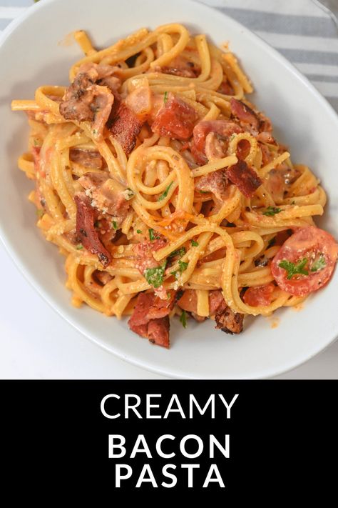 Creamy Bacon Pasta makes the most out of the simplest possible ingredients, and can be made in just one pot, making cleanup super easy. One Pot Bacon Pasta, Creamy Bacon One Pot Pasta, Creamy Bacon Pasta, Bacon Pasta Recipes, Pot Making, Delicious Slow Cooker Recipes, Bacon Pasta, One Pot Pasta, Bacon Recipes