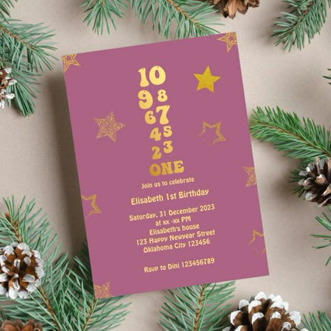 New Years Eve Countdown First Birthday Invitation - tap, personalize, buy right now! #new #year, #countdown, #gold, #modern, First Birthday New Years Eve, New Year’s Eve First Birthday, First Birthday New Years Theme, New Years 1st Birthday Party, New Years Birthday Party For Baby, New Years First Birthday Party, New Years Eve Countdown, Kids Birthday Invitation Card, New Year's Eve Countdown