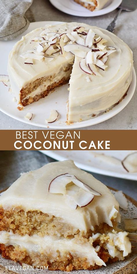 Vegan Coconut Cake, Patisserie Vegan, Vegan Baking Recipes, Vegan Coconut, Vegan Cake Recipes, Witch Stuff, High Carb, Vegan Dessert, Sugar Free Desserts