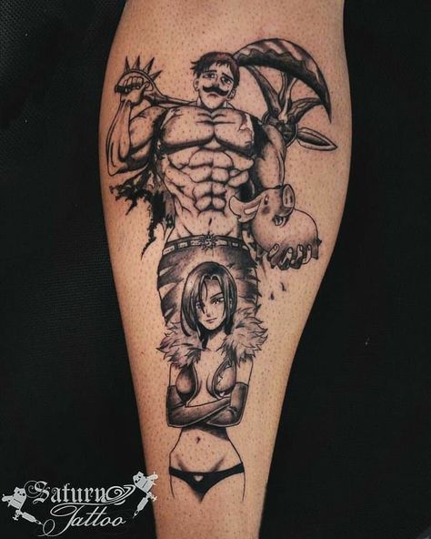 7 Deadly Sins Tattoo, Seven Deadly Sins Tattoo, Escanor Seven Deadly Sins, Sin Tattoo, Dbz Tattoo, Dragon Ball Tattoo, Naruto Tattoo, Medusa Tattoo, E Tattoo