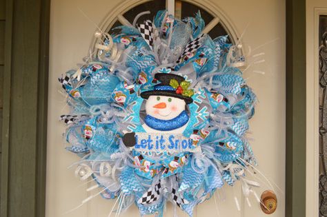 Let It Snow! Christmas Wreath, Deco Mesh Wreath, Winter Wreath, Seasonal Wreath, Holiday Wreath, Snowman Wreath, Blue White Wreath Snowman Wreaths, Mesh Christmas Wreaths, Mesh Wreath Ideas, Easter Swags, Decorative Wreaths, Winter Ornaments, Deco Mesh Christmas Wreaths, Deco Wreaths, Christmas Mesh Wreaths