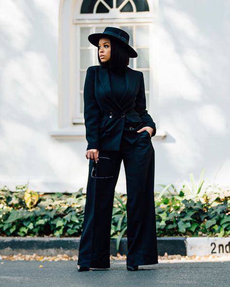 Best Dressed Of The Week, Week Of July 14th: Who Killed It In The Style Stakes? | BN Style Fedora Hat Outfits, Professional Office Wear, Business Dress Women, Professional Office, Woman Suit Fashion, Black Women Fashion, All Black Outfit, Outfits With Hats, Photoshoot Outfits