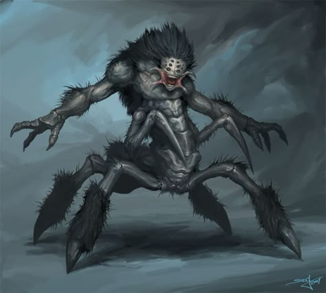 Spider: Monster Artwork, Fantasy Demon, Dark Creatures, Beast Creature, Cool Monsters, Fantasy Beasts, Alien Concept Art, Monster Concept Art, Alien Creatures