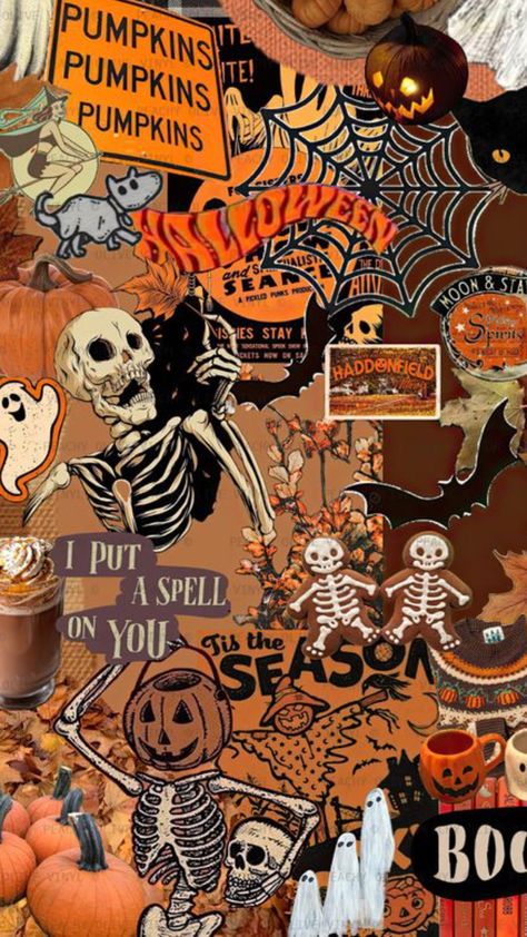 Halloween Collage, Helloween Wallpaper, Halloween Wallpaper Iphone Backgrounds, Halloween Wallpaper Backgrounds, Halloween Wallpaper Cute, Cute Fall Wallpaper, Fall Background, Halloween Wallpaper Iphone, Theme Halloween