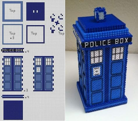 Perler Bead Designs, Doctor Who Crafts, Hamma Beads Ideas, 3d Perler Bead, Art Perle, Hama Beads Design, Perler Bead Templates, Diy Perler Bead Crafts, Perler Crafts