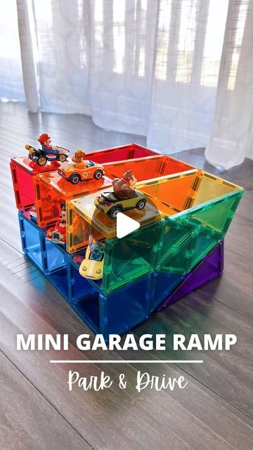 Magna Tiles Car Ramp, Magna Tile Ramp, Magna Tiles Ramp, Magnetic Tiles Car Ramp, Magnet Tile Ramp, Magnetic Tile Storage Ideas, Magnet Tile Ideas, Magnatiles Car Ramp, Diy Games For Toddlers