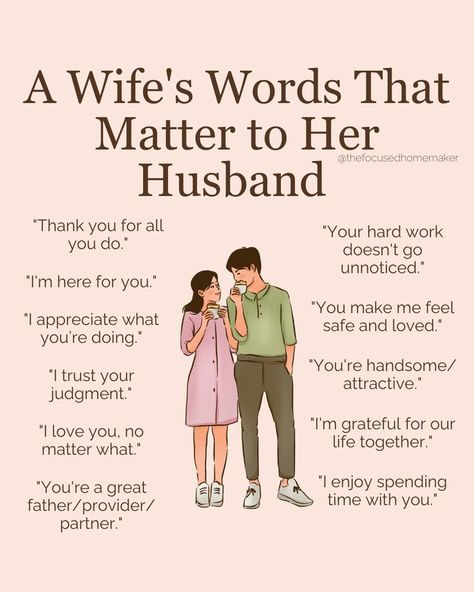 A few kind words can brighten your husband's day and strengthen your bond. Let's make it a habit to express our love and gratitude, not just in grand gestures, but in these small, meaningful ways every single day. Your words matter more than you know! 🥰 Your Words Matter, Relationship Lessons, Relationship Therapy, Marriage Help, Relationship Advice Quotes, Godly Relationship, Godly Marriage, Healthy Relationship Tips, Healthy Marriage