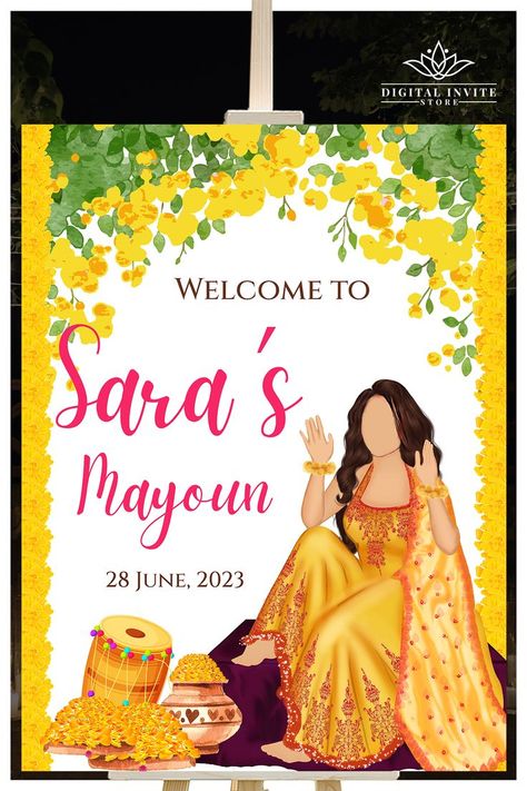 This Beautiful and Royal Punjabi Jaggo Welcome Sign template is perfect for Maiyan Ceremony Welcome Sign as Maiyaan Welcome sign for your Wedding di Raat, that is a editable and printable template download for Mayian signage template! Punjabi Decor, Ceremony Welcome Sign, Unique Wedding Signs, Welcome Signage, Signage Board, Entry Signs, Ceremony Signs, Welcome Signs, Wedding Preparation