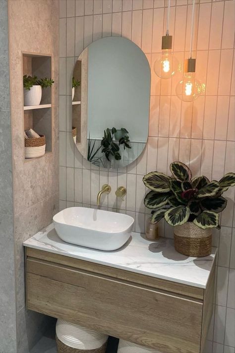 Oak with Marble Carrara Worktop, Brushed Brass Wall Mounted Tap, Freestanding Basin and Slimline Finn Mirror Contemporary Bathroom Inspiration, Freestanding Basin, Marble Carrara, Modern Contemporary Bathroom, Going Nowhere, Neutral Bathroom, Wall Taps, Wall Mounted Taps, Bathroom Design Inspiration