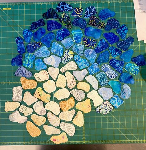 Seascape Quilts, Sea Glass Wall, 16 Patch Quilt, Turtle Quilt, Glass Wall Hanging, Sea Quilt, 3 Dogs, Jelly Roll Quilt Patterns, Batik Quilts