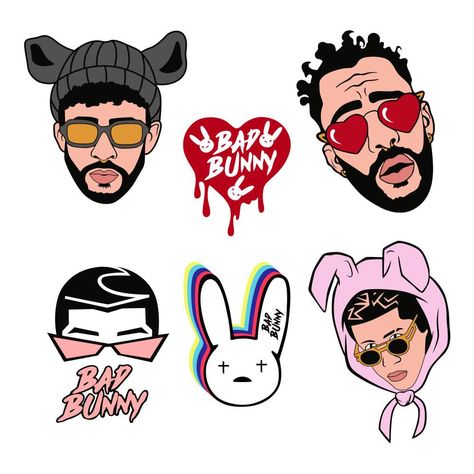 Bad Bunny Cricut, Music Png, Puerto Rico Art, Making Stickers, Silhouette Template, Birthday Party Crafts, Mask Designs, Branding Services, Bad Bunny