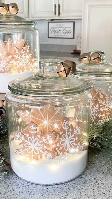 Large Jar Decorating Ideas, Cookie Jar Ideas Decoration, Hobby Lobby Decor Christmas Decorations, Hobby Lobby Christmas Crafts, Christmas Jars Decorations, Gingerbread Cookie Ornaments, Merry Christmas My Friend, Diy Christmas Cookies, Cookie Ornaments