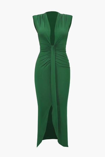 Dress Stores Online, Sleeveless Midi Dress, Green Midi Dress, Midi Dress Sleeveless, Sheer Fabrics, Black Midi Dress, Outfits Casuales, Deep V Neck, Black Green