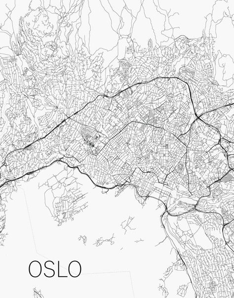 OSLO STREET Map Print, Ny Maps, Black and White City Poster, NORWAY Minimal Wall Art, Home Decor, Modern Art, Street Maps  QUALITY & DETAILS Ig Post Layout, Oslo Map, Norway Map, City Sketches, Ny Map, Post Layout, City Sketch, Black And White City, Data Visualisation