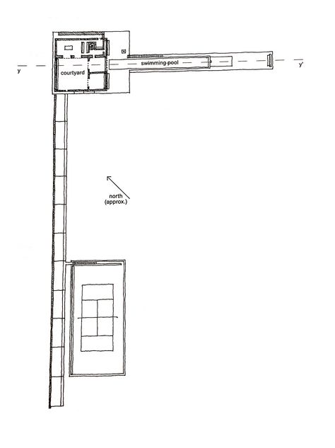 John Pawson & Claudio Silvestrin | Casa Neuendorf | Mallorca, España | 1987-1989 Neuendorf House, Claudio Silvestrin, Patio House, Small Floor Plans, John Pawson, House Modern, Pool Side, World Pictures, Site Plan