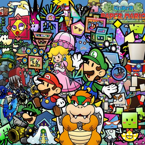 super maro caritors | Super Paper Mario Characters - Giant Bomb Paper Mario Wallpaper, Dimentio Super Paper Mario, Geeky Wallpaper, Mario Wallpaper, Super Paper Mario, Pixel Planet, Mario Video Game, Giant Bomb, Game Decor