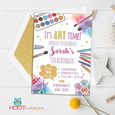 Art Party Invite, Art Birthday Party Invite, Artist Birthday Party Invitations, Paint Invitations Art Party, Art Birthday Party Invitations, Art Themed Party, Art Party Invitations, Diy Birthday Invitations, Painting Birthday