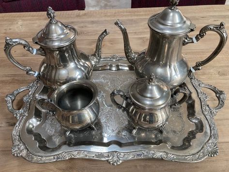 5 Piece Silver Plated Tea/Coffee Set International Silver Co | Etsy In Front Of Mirror, Silver Plated Tea Set, Silver Tea Set, Coffee Service, Tea Sets Vintage, Silver Tea, Tee Set, Tea Service, Nickel Silver