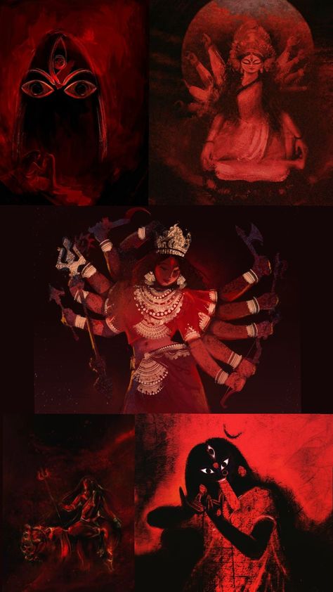 🚩✨️ Durga Maa Wallpaper Aesthetic, Kali Goddess Art, Aesthetic Rangoli, Hindu Aesthetic, Durga Puja Wallpaper, Kali Ma, Indian Illustration, Maa Kali, Durga Painting