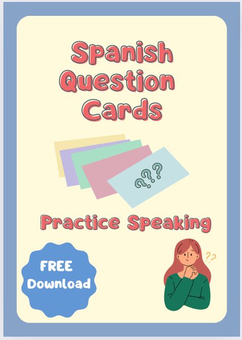 FREE printable download; Practice asking and answering questions in Spanish with these question cards. Questions In Spanish, Spanish Questions, Spanish Learning, Answering Questions, Question Cards, Teaching Spanish, Learning Spanish, Download Printables, In Spanish