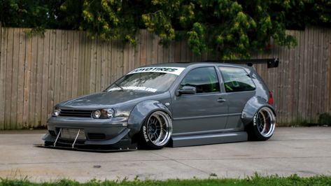 Crazy wide bodied mk4 gti #gti #mk4 #widebody #crazy #vw Vw Golf Wallpaper, Honda Hatchback, Vw Wagon, Jetta A4, Vw R32, Vw Mk4, Vw Ideas, Vw Golf Mk4, Japanese Sports Cars