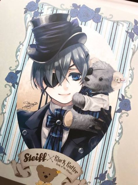 Ciel Phantomhive x Steiff bear collaboration illustration card Ciel Black Butler, Black Bulter, Sebastian Ciel, Book Of Circus, Black Butler Manga, Black Butler Sebastian, Black Butler 3, Black Butler Ciel, Sebastian Michaelis