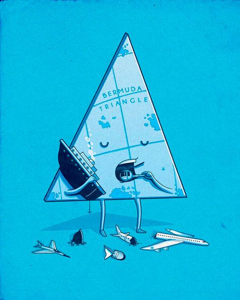 Art Part 11. Nacho Diaz. - Imgur Triangle Art, Bermuda Triangle, Cute Puns, Funny Illustration, Happy Drawing, Funny Drawings, Funny Doodles, Funny Puns, Funny Art