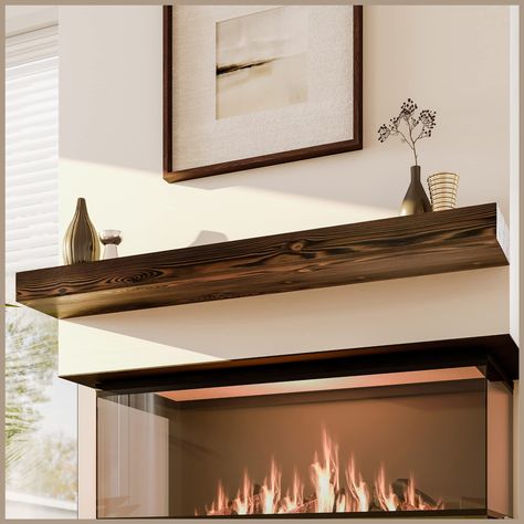 PRICES MAY VARY. A Grand Architectural Detail — Your fireplace floating mantel - fireplace mantle shelf 72 - fireplace mantels shelves are regal component to your living room decor. This wood mantle mount fireplace mantel 72 inches grounds your space as a focal point while boosting its style in traditional character Showcase Your Fondest Memories — Display your family photos, awards and artwork front and center on these fireplace mantles wood 72 inch floating shelf mantels over fireplace. Your g Natural Wood Fireplace, Floating Fireplace Mantle, Rustic Wood Mantle, Mid Century Fireplace Makeover, Fireplace Mantle Shelf, Wood Fireplace Mantels, Mid Century Fireplace, Mantel Shelves, Wood Mantle Fireplace