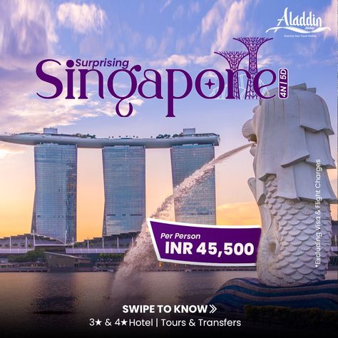 Travel to Singapore Singapore Tour Package, Travel Advertising Design, Singapore Tour, Web Design Ux Ui, Kerala Travel, Travel Advertising, Vacation Mood, Singapore Travel, Air Tickets