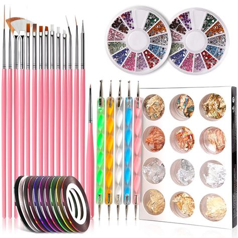 Nail-Art Tape, Dotting Tools, and More Stamp Nails, Nail Striping Tape, Nail Dotting Tool, Painting Brushes, Nail Pen, Nail Painting, Nail Tape, Art Essentials, Painting Brush