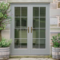 Three Folding Doors & Frame Kit - Pattern 10 Shaker Oak 3+0 - Obscure Kitchen With French Doors To Patio, Lodge Exterior, Traditional French Doors, Side Hinged Garage Doors, External French Doors, Internal Double Doors, Double Door Entrance, Glass Pocket Doors, Garage Door Styles