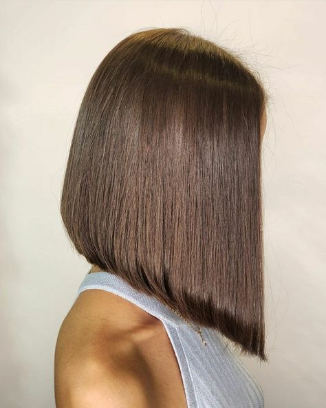 Graduated Long Bob, Short To Long Haircut, Straight Lobs Shoulder Length, Straight Cut Bob Shoulder Length, Brown Lob Straight, Sharp Bob Haircut, Extra Long Bob, Dark Brown Long Bob Straight, Bluntcut Bob Brown