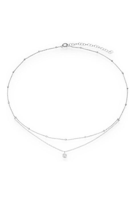 This silver cubic zirconia choker necklace is a must-have for your jewellery box. Designed in silver, this necklace features a double chain with silver polished balls and a glittering cubic zirconia. Dress up your look both day and night with this gorgeous choker necklace. Silver Jewelry Choker, White Silver Necklace, Pandora Silver Necklace, Real Silver Jewelry, Everyday Silver Necklace, Double Necklace Silver, Actor Dr, Simple Silver Necklace, Hoco 2024