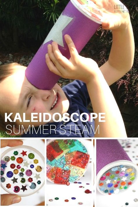 Summer Stem Activities, Vetenskapliga Experiment, Diy Kaleidoscope, Tata Surya, Summer Stem, Summer Camp Activities, Summer Camp Crafts, Stem Activity, Steam Activities