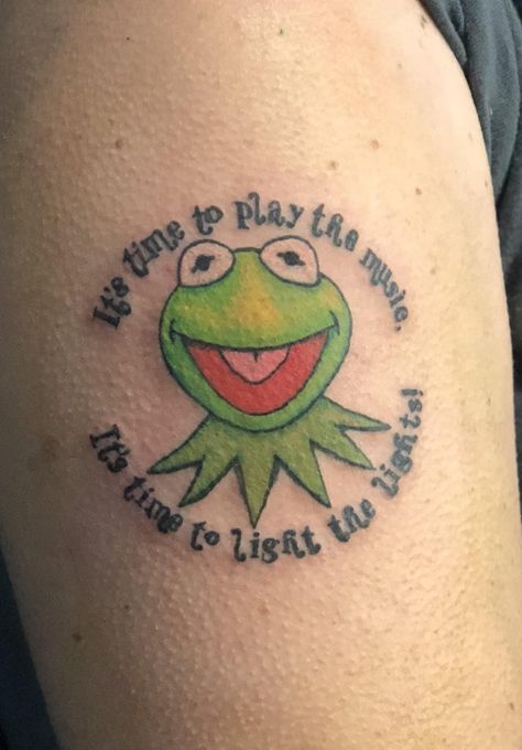 Muppets Tattoo Simple, Kermit The Frog Tattoo, Kermit Tattoo, Muppet Tattoo, Muppets Tattoo, Cosmic Tattoos, Women's Tattoos, Full Neck Tattoos, Witchy Tattoos