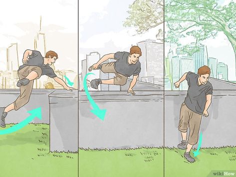 3 Ways to Practice Parkour - wikiHow Parkour For Beginners, David Belle, Parkour Workout, Parkour Moves, Running Drawing, Parkour Training, Person Running, Trening Sztuk Walki, Martial Arts Techniques