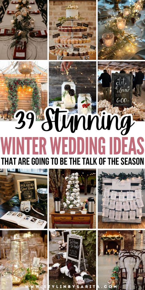 winter wedding ideas Winter Wedding Entertainment, Small Winter Backyard Wedding, Winter Wedding At Home, Winter Wedding Essentials, Winter Wedding Soup Bar, Backyard Christmas Wedding Ideas, Intimate Winter Wedding Ideas, Outdoor Wedding Winter, November Wedding Reception Ideas