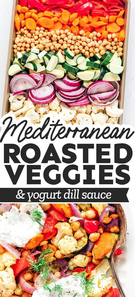 Roasted Feta Veggies Hungry Happens, Meditterean Vegetable Recipes, Roasted Veggies With Sauce, Mediterranean Diet Sauces, Daniel Fast Recipes Dinner Main Dishes, Grilled Mediterranean Vegetables, Mediterranean Diet Vegetables, Mediterranean Diet Vegetarian, Roasted Summer Veggies