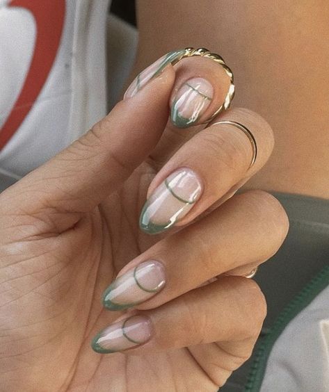 Minimal Nails, Minimalist Nails, Fire Nails, Funky Nails, Pretty Acrylic Nails, Chic Nails, French Tip Nails, Cute Acrylic Nails, Green Nails