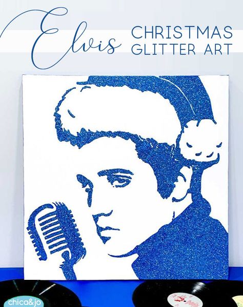 Elvis Ornaments Diy, Elvis Presley Christmas Wallpaper, Elvis Blue Christmas Theme, Elvis Crafts, Elvis Christmas Card, Elvis Wall Decor, Elvis Christmas, Christmas Magazine, Christmas Lyrics