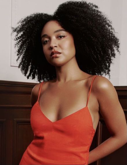 Aisha Dee - The Bold Type actress - kat edison - curly hair - orange dress Kat Edison, Curly Hair Celebrities, Aisha Dee, The Bold Type, Hair Orange, Bold Type, Orange Dress, Curly Hair, Curly Hair Styles