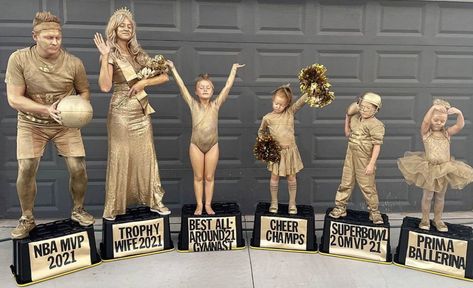 Halloween costumes
Family costume 
Original family Halloween costume Family Football Costumes, Costumes That Win Contests, Sports Trophy Costume, Trophy Halloween Costume Diy, Ballerina Family Costume, Hunger Games Family Costume, Disco Family Costume, Trophy Costume Halloween, Party Awards Ideas