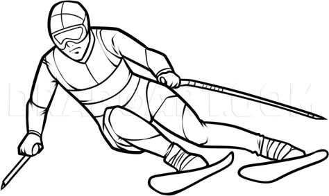 How To Draw A Skier by Dawn | dragoart.com Skiing Sketch, Ski Art, Original Canvas Art, The Olympic Games, Drawing Guide, Guided Drawing, Step Drawing, Sport Motivation, Head Shapes