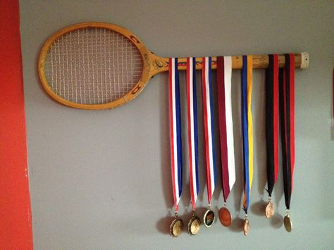 Vintage Wooden Tennis Racket to Display Tennis Medals